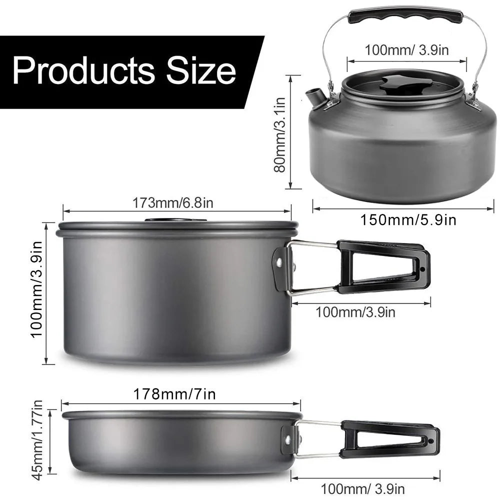 21pcs Camping Cookware Set Portable Outdoor Picnic Tableware Cookset 
Cooking Kit with Cups Plates Forks Knives Spoons
