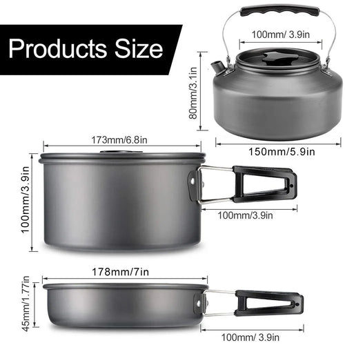 21pcs Camping Cookware Set Portable Outdoor Picnic Tableware Cookset 
Cooking Kit with Cups Plates Forks Knives Spoons