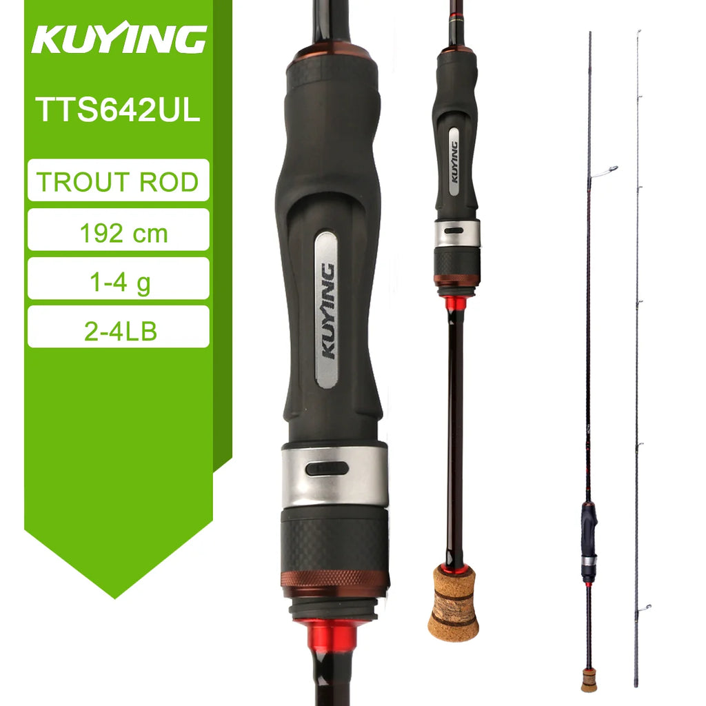 KUYING TETON  5'2" 6' 6'3" 6'4"6'2" 6'6"  Cane Spinning Rod &  Casting FUJI Carbon 1-4g 0.8-3g 2-10g M-Fast bfs