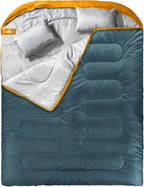Double Sleeping Bag for Adults Mens with Pillow, 
XL Queen Size Two Person Sleeping Bag for All Season Camping Hiking Backpacking