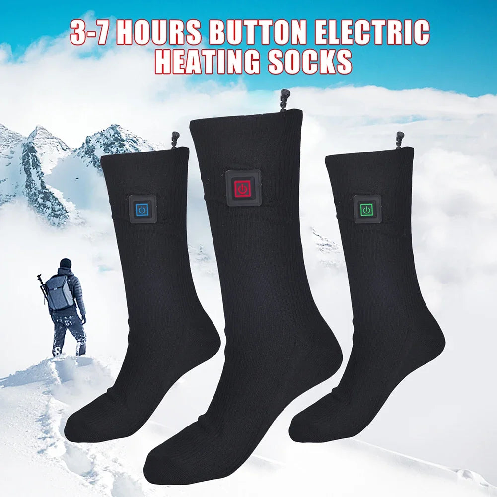 1Pair Winter Heated Socks Anti Slip 
Battery Powered 
Cold-Proof  Heating Warm Long Socks For Outdoor Skiing Hiking