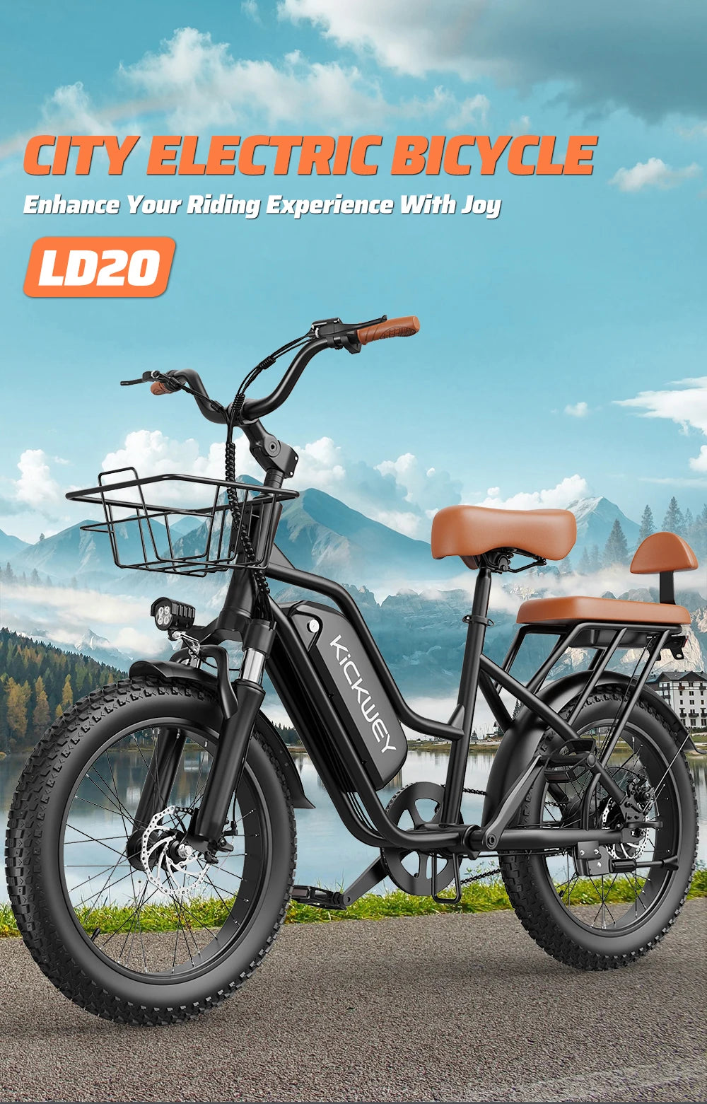Kickwey LD20 Adult Electric Bike 1500w 32MPH 
48V20ah Mountain  20 Inch Fat Tire