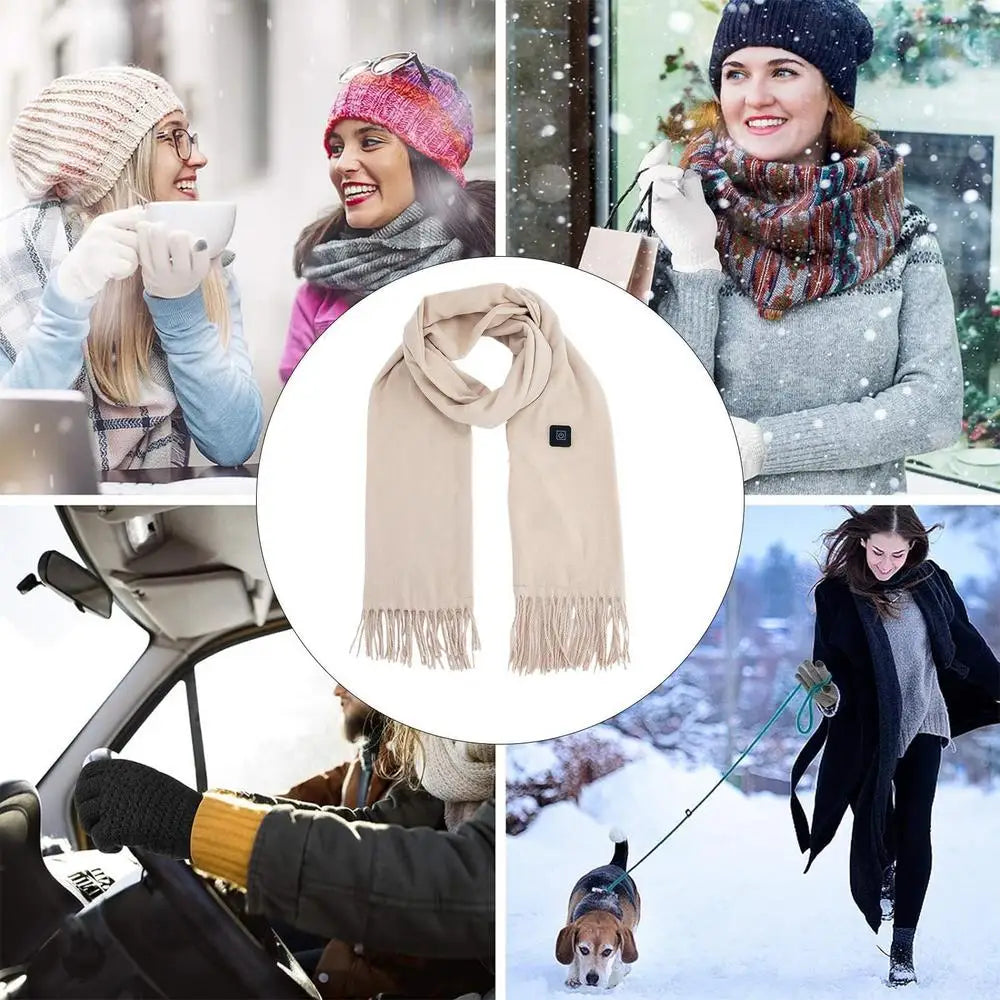 USB Charging Electric Heated Scarf Adjustable Temperature Electric Winter Warmer Unisex Creative Neck Warmer