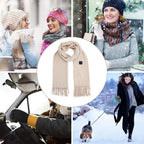 USB Charging Electric Heated Scarf Adjustable Temperature Electric Winter Warmer Unisex Creative Neck Warmer