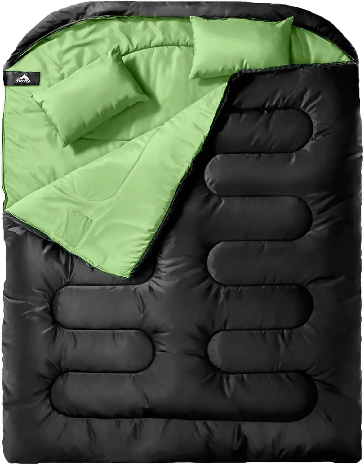 Double Sleeping Bag for Adults Mens with Pillow, 
XL Queen Size Two Person Sleeping Bag for All Season Camping Hiking Backpacking
