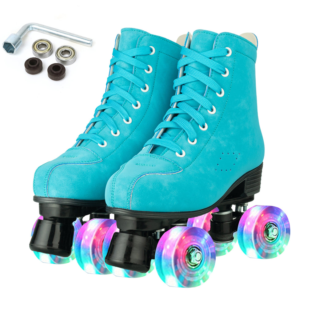 Size 35-45 Double Row Roller Skates 4 Wheels Flashing Skate Shoes For Women Girls Adult Outdoor Skating Training Quad Sneakers