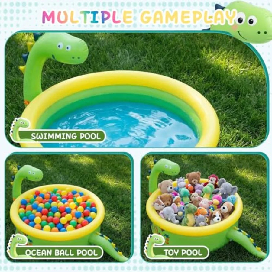 Dinosaur Inflatable Kiddie Pool Splash Pads for Toddlers with Sprinkler 
Outdoor Blow Up Mat Baby Dinosaur Play Swimming Pool
