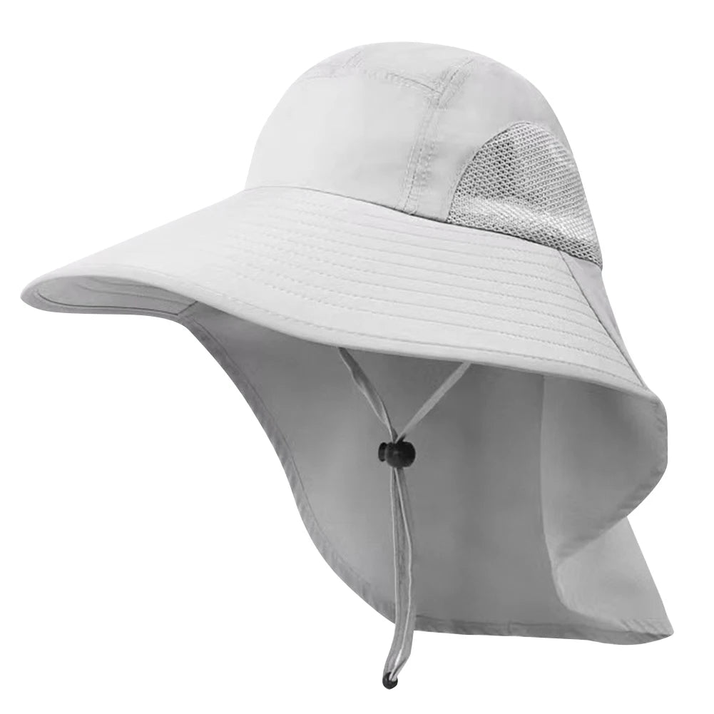 Summer 12CM Large Brim Sun Hat . 
Men Women Breathable Fishing Cap
Sun UV Protection Mesh Fisherman Hiking, Beach