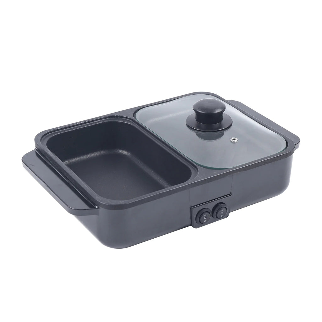 Hot Pot Electric Grill .   2 In 1 Indoor,  Non-Stick Electric Pot & Griddle.
For Bbq,Steaks,Independent Dual Temperature Control 1200W