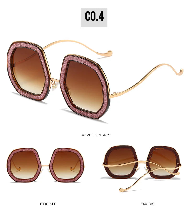 Oversized Polygon Sunglasses Women 2022 Luxury Diamond Shiny Crystal 
Men Shade Hipster Party Eyewear