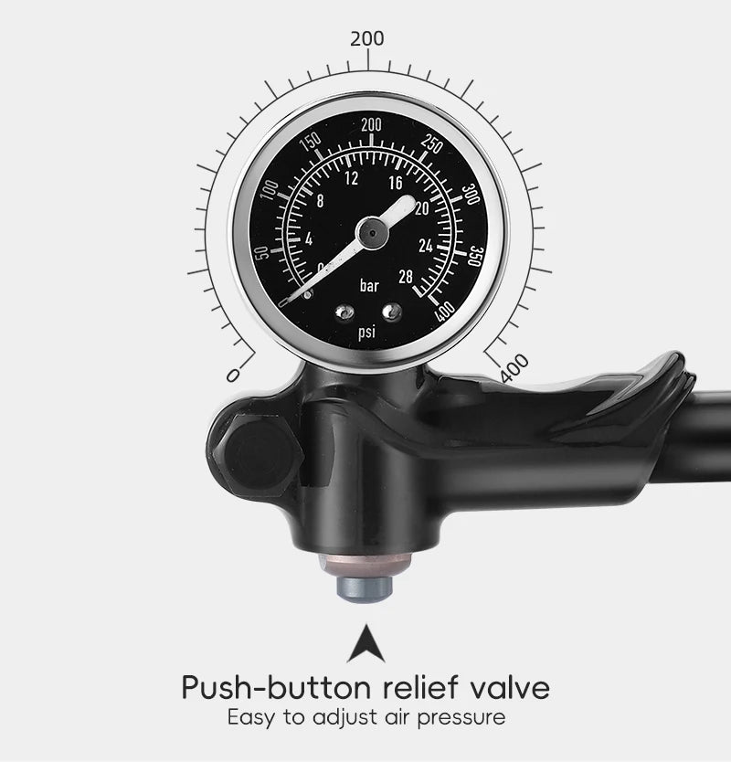 WEST BIKING 400PSI Bicycle Air Pump
 High Pressure MTB Front, Rear Suspension Pressure Gauge Schrader Valve