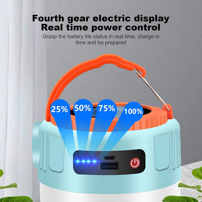Outdoor Solar Camping Light 
High Power Work Light
LED Flashlight - Emergency Power Bank , Tent Hanging Lamp