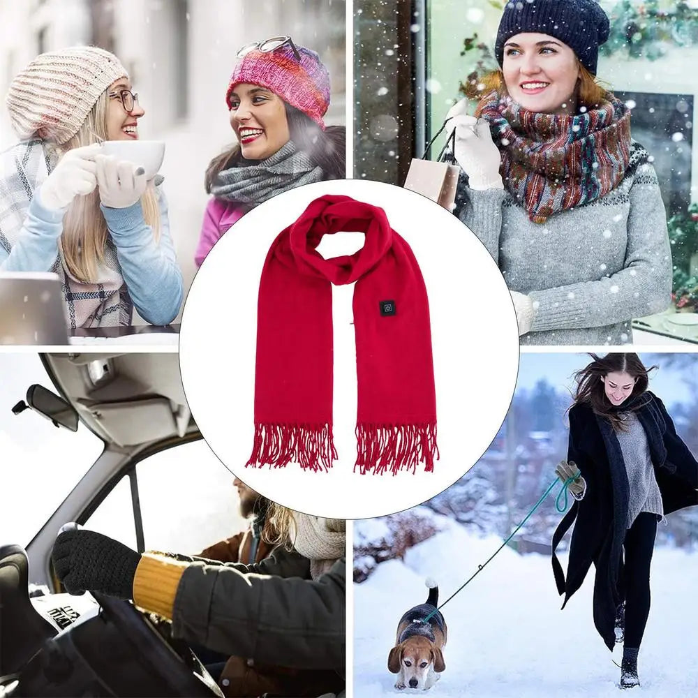 USB Charging Electric Heated Scarf Adjustable Temperature Electric Winter Warmer Unisex Creative Neck Warmer