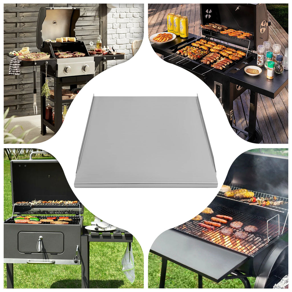 Stainless Steel Grill Drip Pan Tray with 6 Liners - Fits Most BBQs, Easy Clean, Prevents Flare-Ups (20x16x4in)