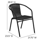 Set of 4 Stackable Rattan Chairs .
  Indoor / Outdoor Patio Curved Back, 
 Cross Bracing Black,