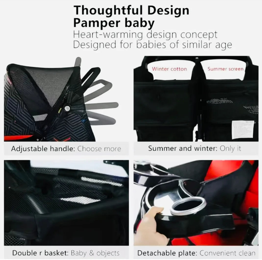 Twins baby stroller,Lightweight ,travel friendly ,
ultra comfort and folding，gift for mom