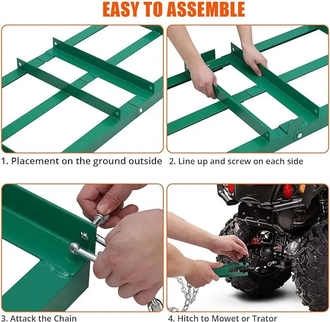 Land Leveler 48" Width, Heavy Duty Drag Harrow for ATV, UTV, Tractor - Lawn Rake, 
Versatile Applications, Enhanced Depth