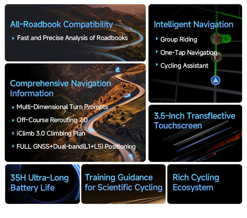 iGPSPORT Bicycle GPS Computer BiNavi Touchscreen
Map Navigation 35 Hours Battery Life  Waterproof Route Planning