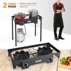 2 Burner Outdoor Propane Gas Stove
 150K BTU High Pressure
 Stand Cooker for Backyard Cooking ,Camping ,Home Brewing ,Canning ,Turkey