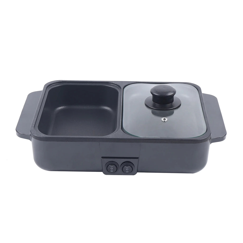 Hot Pot Electric Grill .   2 In 1 Indoor,  Non-Stick Electric Pot & Griddle.
For Bbq,Steaks,Independent Dual Temperature Control 1200W
