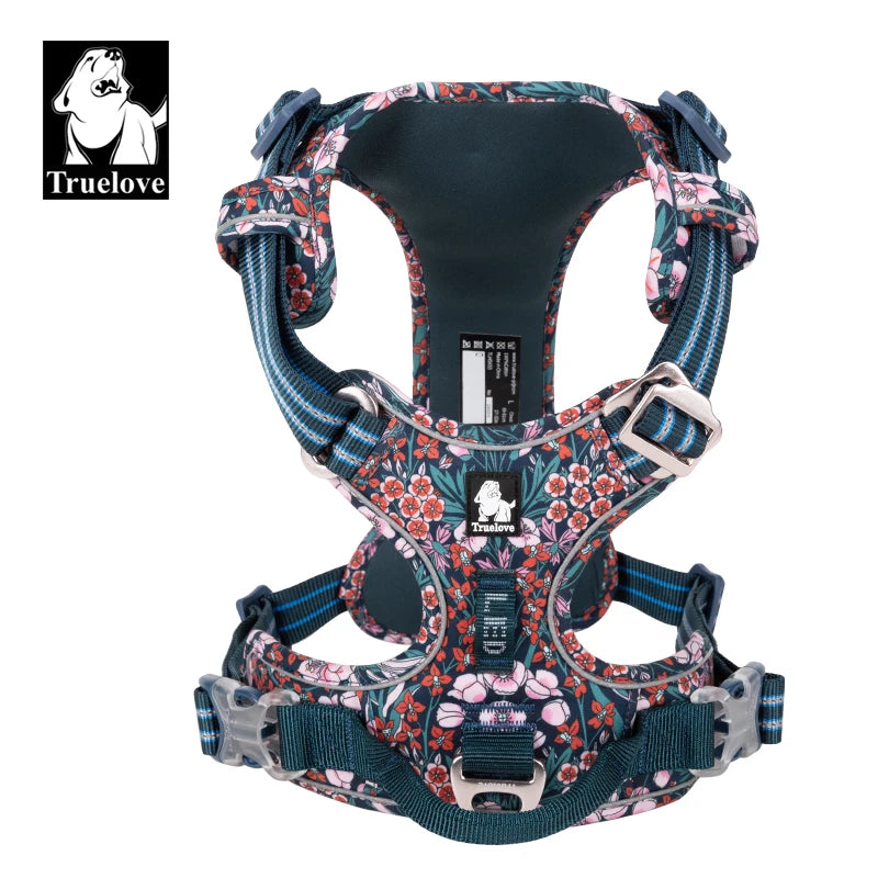 Truelove Pet Dog Harness Floral 
No Pull,      Cotton Fabric Breathable and Reflective Soft for Big ,Medium ,Small, Adjustable Vest