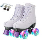 Size 35-45 Double Row Roller Skates 4 Wheels Flashing Skate Shoes For Women Girls Adult Outdoor Skating Training Quad Sneakers