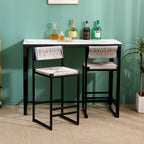 Gray Set of 2 Hand Weave Bar Stools with Back
Counter Height Bar. Paper Rope Woven for Kitchen Home & Office
