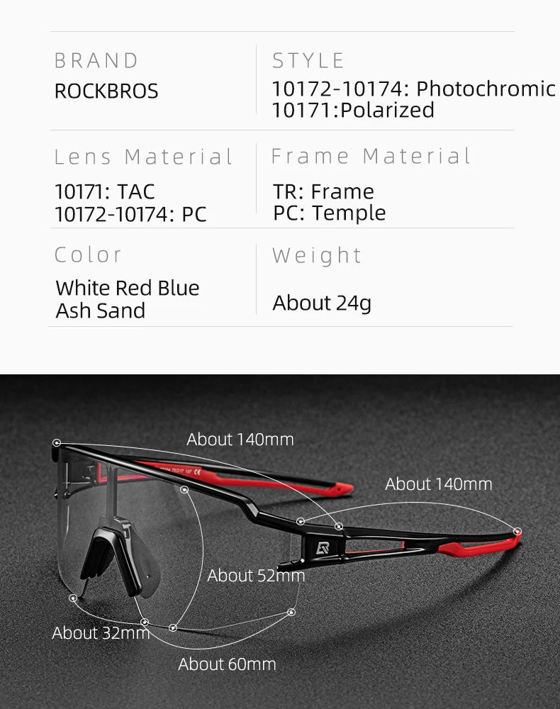 ROCKBROS Cycling Glasses Photo chromic Eye  Windproof Sport glasses
