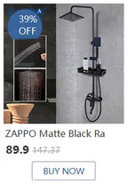 ZAPPO Matte Black Bathroom Shower Set 8 inch Rainfall , Wall Mounted 3-4 Function System & ABS Shelf