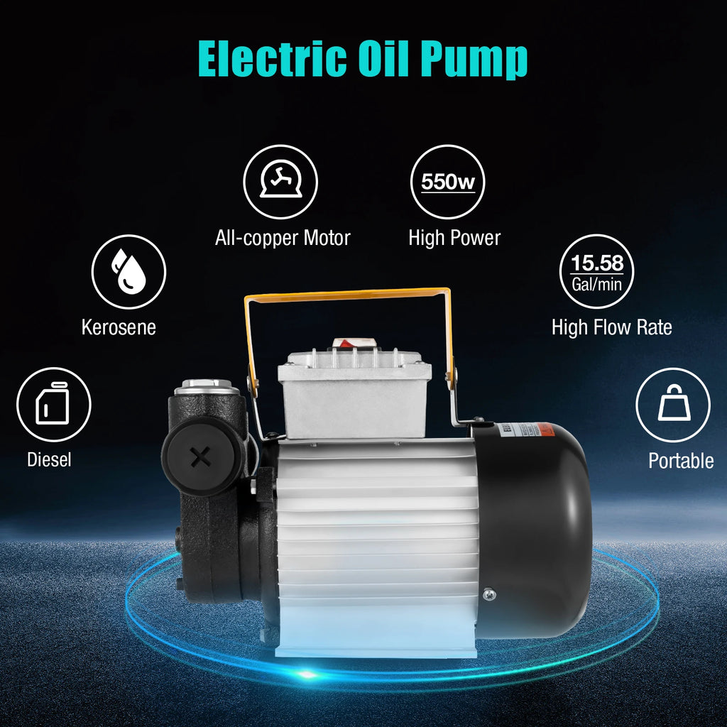 16GPM Commercial Electric Oil Pump Self Priming Transfer Fuel 
60L/Min 110V   550W 30*20*20cm/ 11.8*7.9*7.9 In