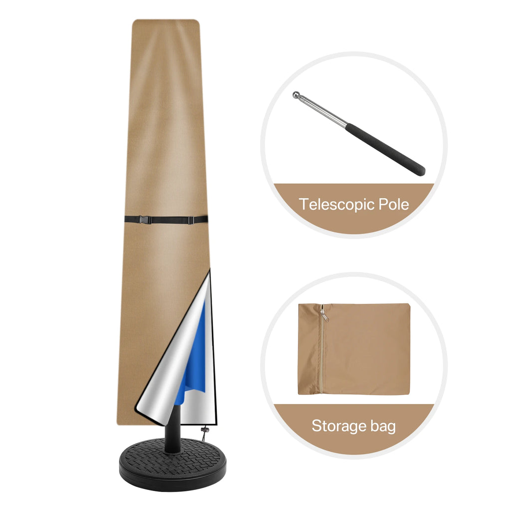 Parasol Cover Waterproof 210D Garden Umbrella Cover with Zip Fit for Outdoor Garden Parasol Multipurpose Rain Umbrella Covers