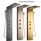 KEMAIDI Multifunctional Shower Panel Tower with Rainfall Waterfall Bathroom Shower Column Bath Shower Systerm W/ Massage Jets