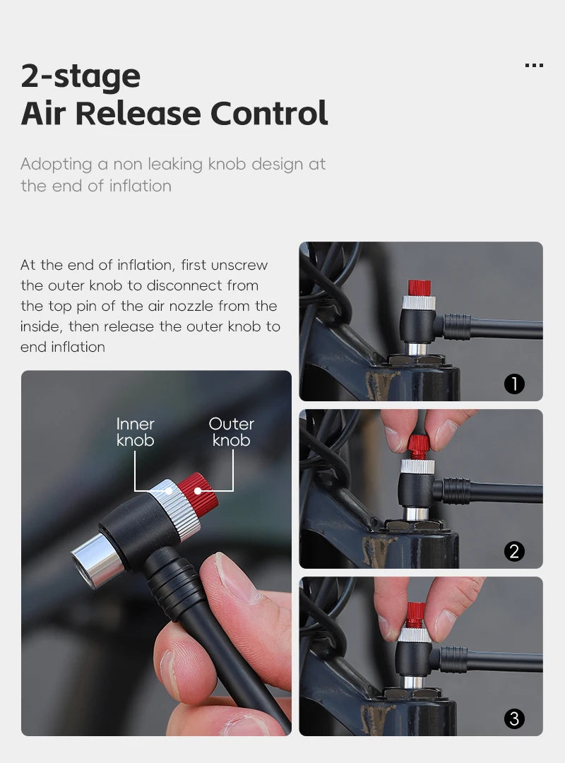 WEST BIKING 400PSI Bicycle Air Pump
 High Pressure MTB Front, Rear Suspension Pressure Gauge Schrader Valve