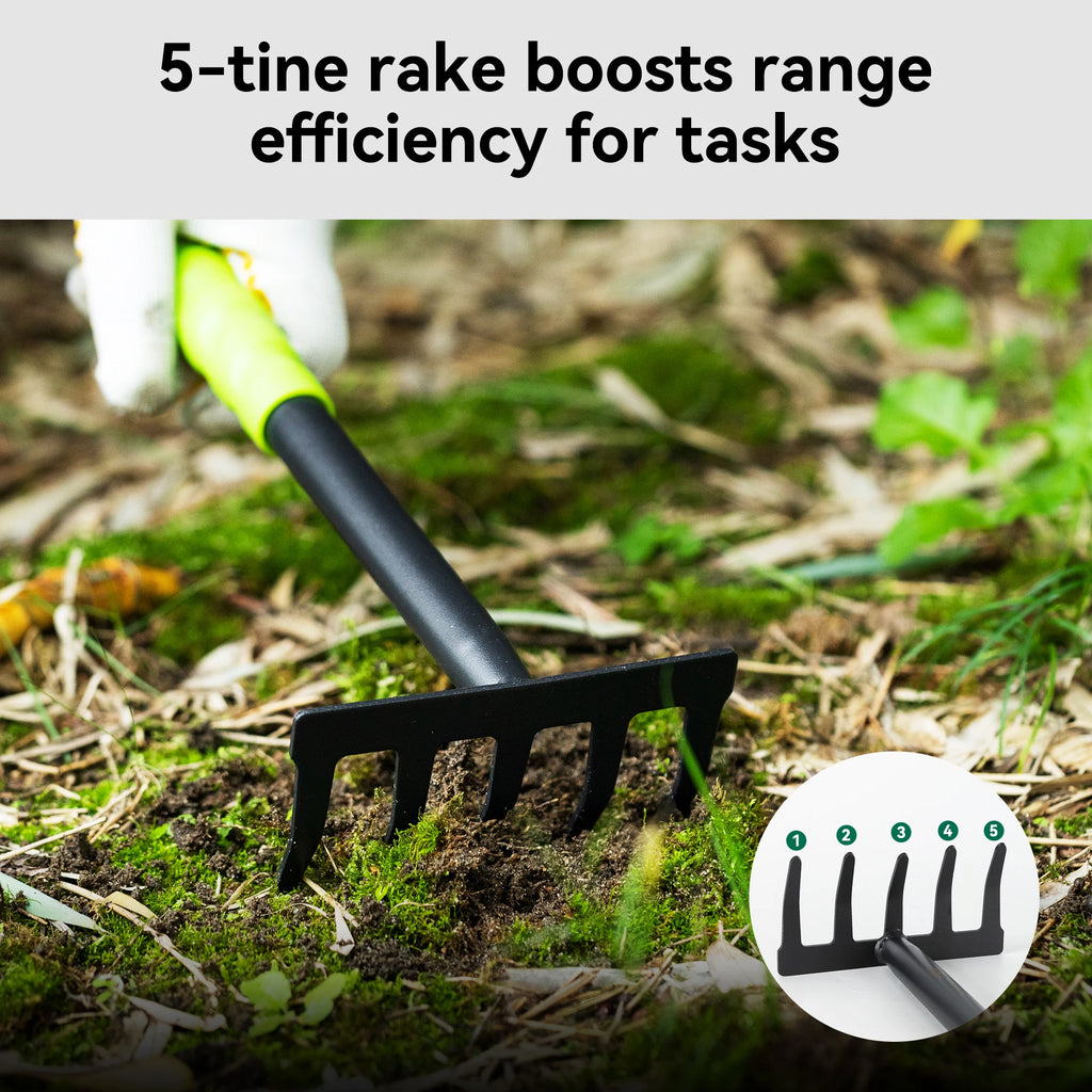 Deli Garden  Set 3 Piece Heavy Duty Gardening Hand Tools Kit 
with Hand Trowel,Hoe and Rake, Delicate Gift for Planting