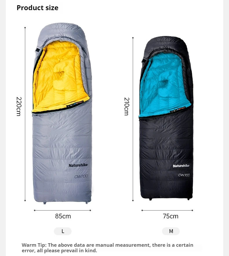 Naturehike Outdoor Down Sleeping Bag Duck Down 
Winter Ultralight Camping Portable Warm Envelope 650FP Adult