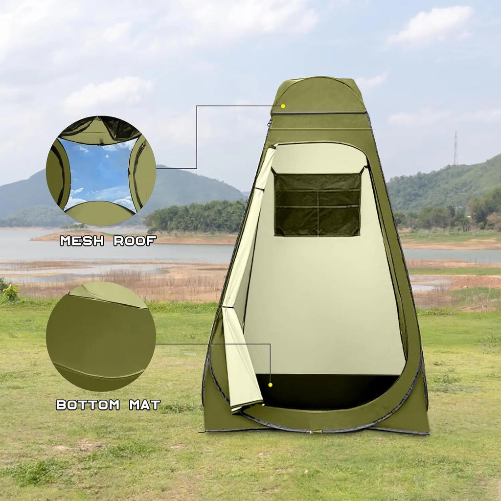 Pop Up Shower Tent, Portable Privacy 
Camping Changing Shelter with Rain Cover & Windows, UPF 50+ Waterproof