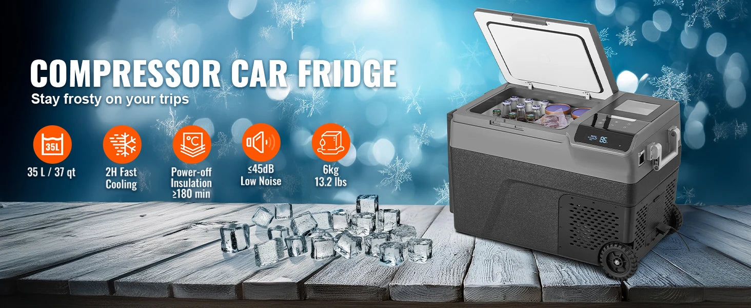 SucceBuy 37QT Portable Car Refrigerator with Ice Making Function 
12 Volt Car Refrigerator Fridge Single Zone Portable Freezer