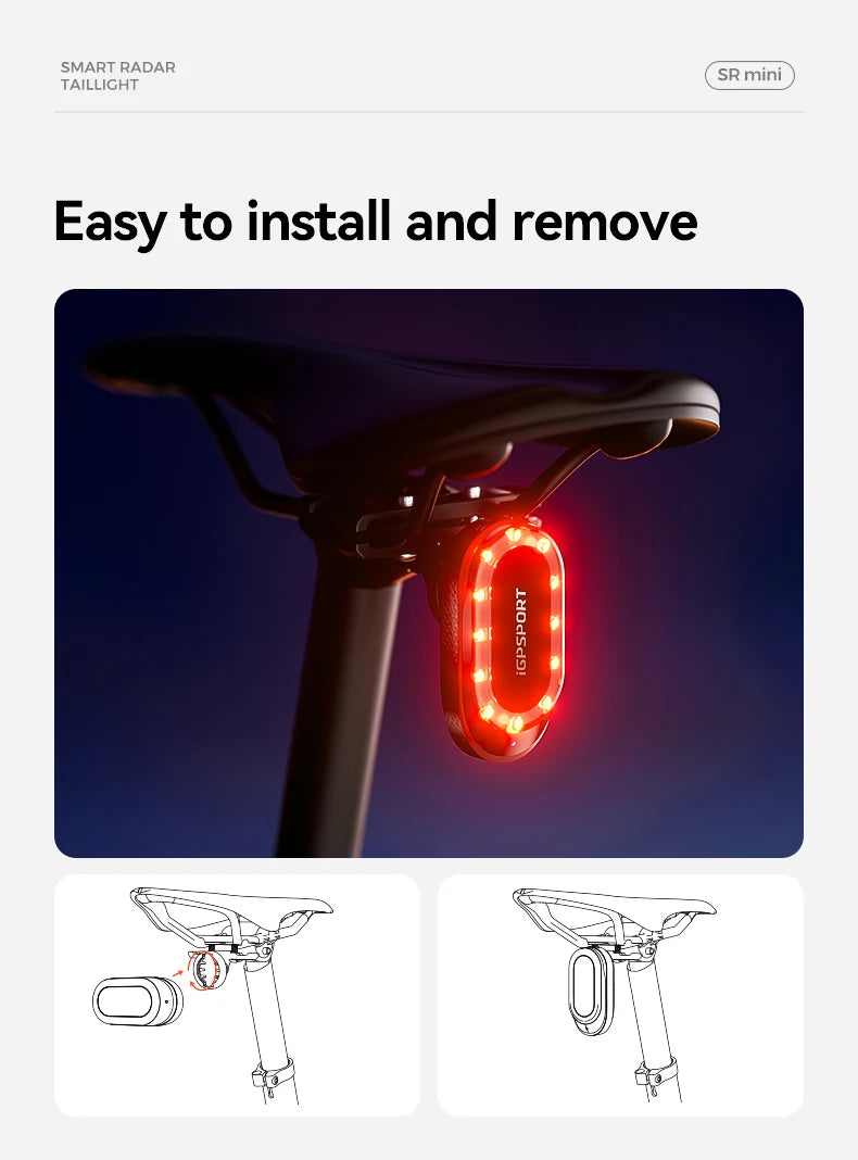 iGPSPORT SR  mini Tail Light with Brake Alert IPX7 
Waterproof Daytime Running Lamp for Road Cycling Bike Safety