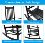 Wooden Rocking Chair Set - 2 Porch Rockers 
With Outdoor Side Table, Perfect for Indoor too