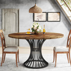 Tribesigns Round Dining Table for 4-6 People, 
47-Inch Farmhouse Dinning  Industrial Dinner Table