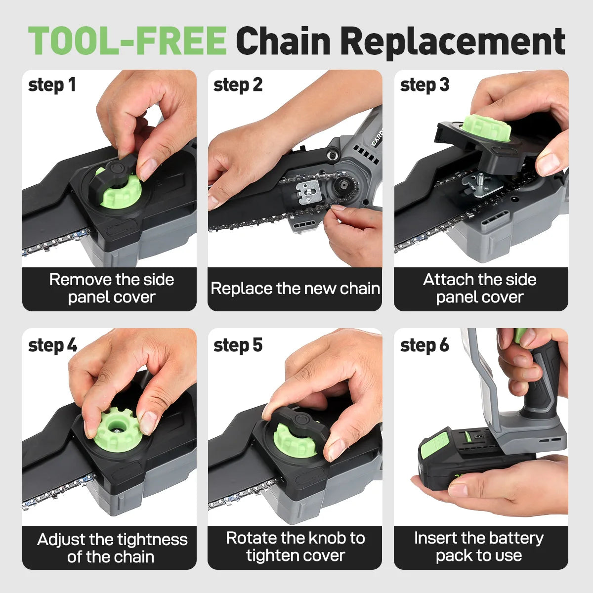 6-Inch Mini Chainsaw Powerful 
Cordless ---Rechargeable,,    Handheld Small Electric Saw 
Pruning Garden Tool ,  Tree Wood Cutting Power Tool