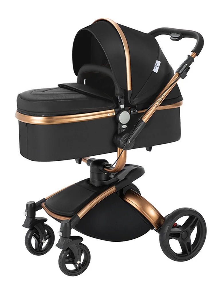 PU Leather Baby Stroller 2 in 1 Travel System 
High Landscape Portable Baby Pram
Newborns Aluminum Frame Baby Carriage