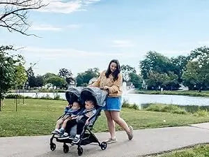 Lithe Double Stroller, Lightweight Side by Side Stroller,
 for Newborn and Toddler, Easy Fold, Spacious Seats with Recline, UPF50+