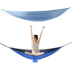 Blue Camping Hammock w/h Rain Fly Tarp Mosquito Net Tent Hammock for Backpacking and Travel