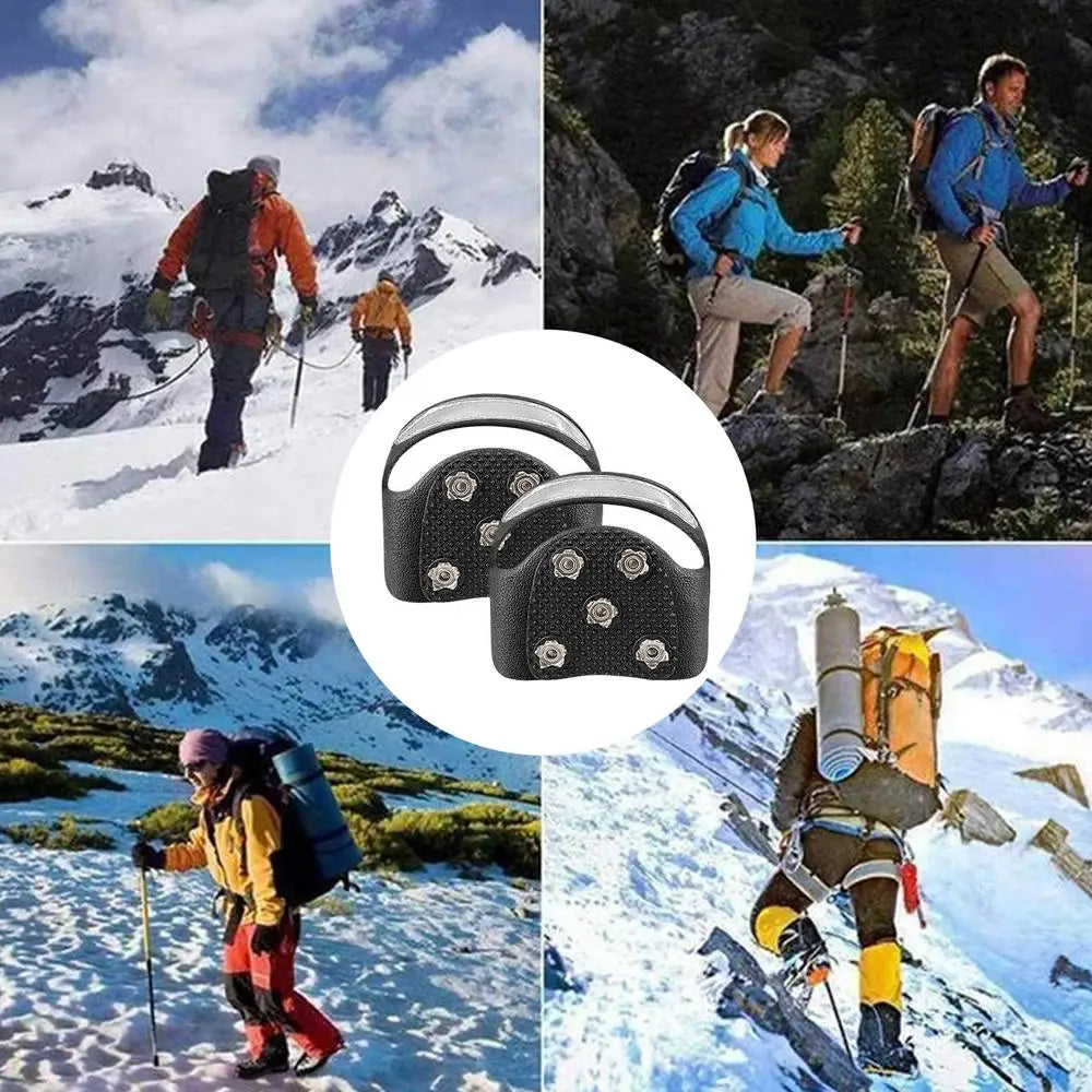 Snow Shoe Spikes Anti-Slip Stainless Steel Gripper Spike ice Cleats Snow Grips Reflective Climbing Crampons