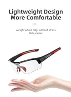 ROCKBROS Cycling Photochromic Glasses UV400 Protection Sunglasses Lightweight Bicycle Glasses Men Women Outdoor Sports Glasses