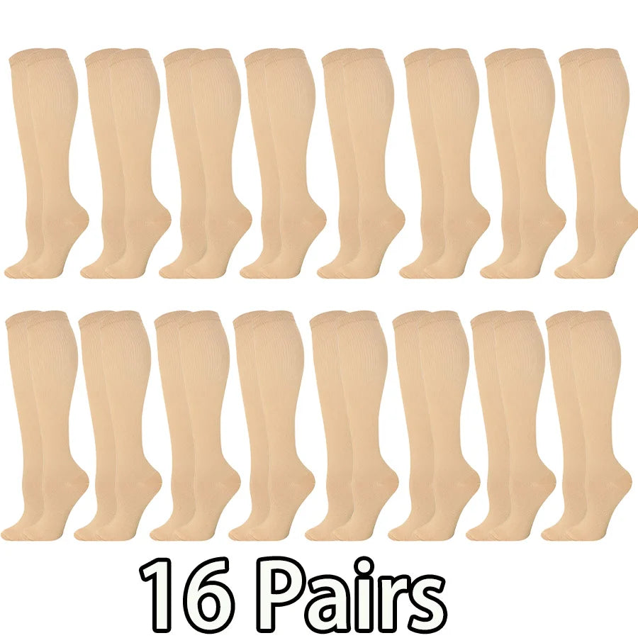 16 pairs copper compression socks
for men and women  
for running, traveling for nurses and pregnant women mid-calf design