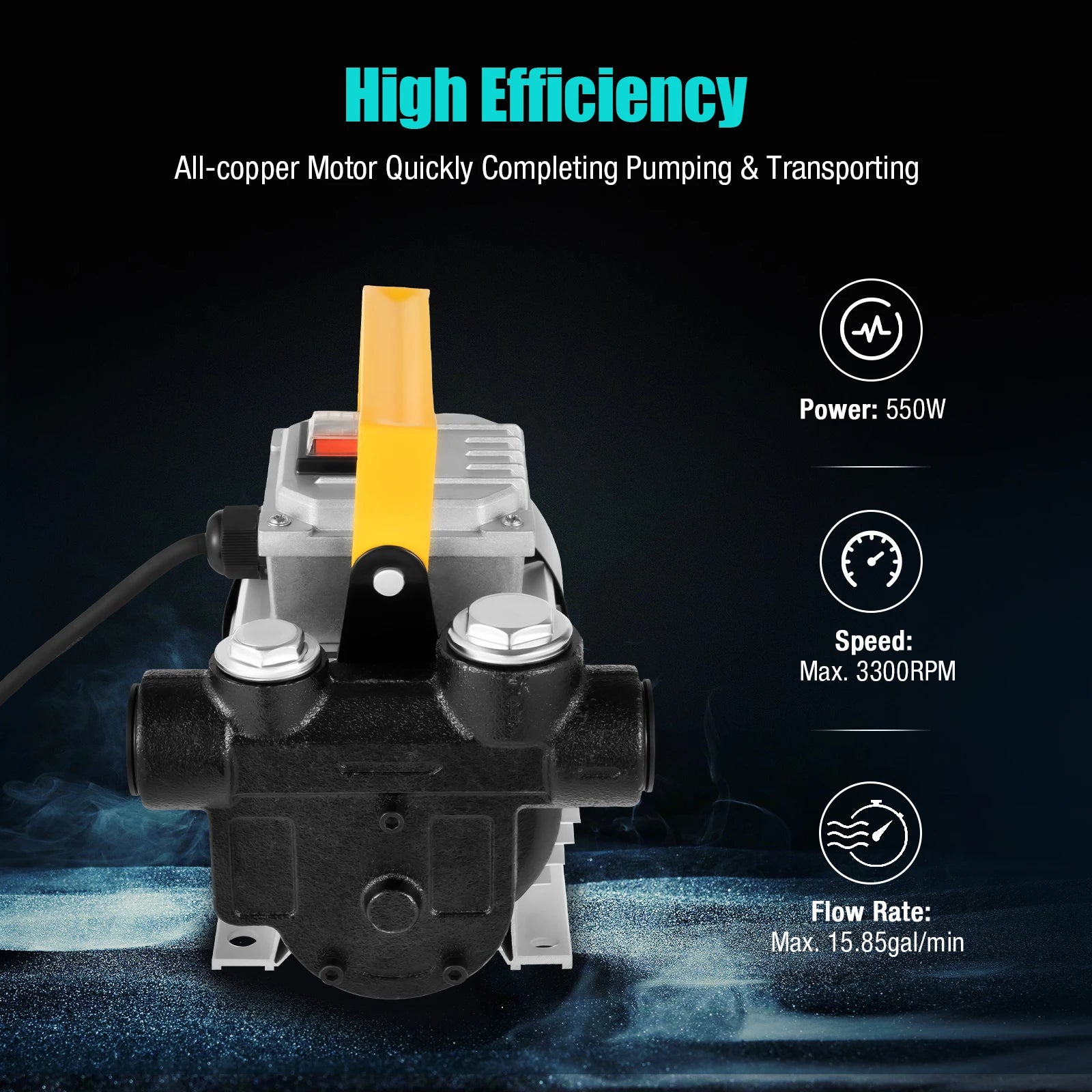 16GPM Commercial Electric Oil Pump Self Priming Transfer Fuel 
60L/Min 110V   550W 30*20*20cm/ 11.8*7.9*7.9 In