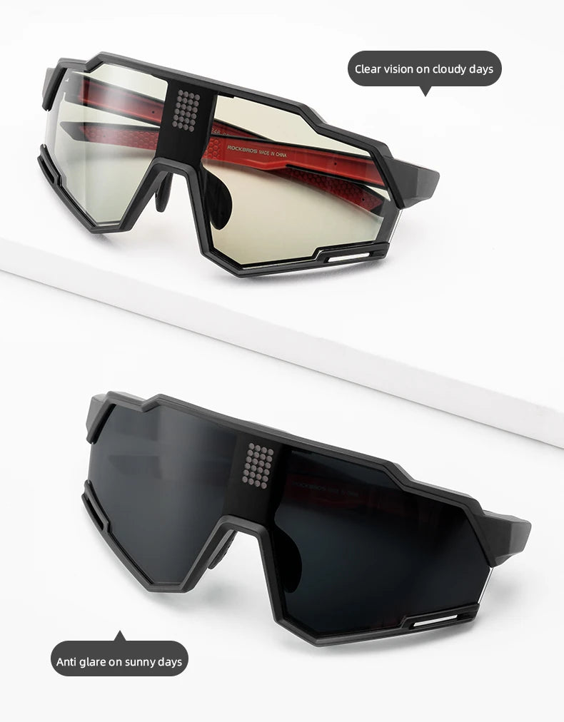 ROCKBROS Smart LCD Photochromic Glasses Cycling Polarized Glasses UV400 Electronic Rapid Color Change Sports Bicycle Goggles