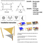 160GSM Waterproof Awning Sunshade Sun Shade Sail For Outdoor Garden Beach Camping Patio Pool Sun Canopy Tent Sun Shelter